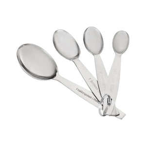 Royalford RF10064 Stainless Steel Measuring Spoon Set| 4-Piece Precision Measuring Spoons for Cooking & Baking | Engraved Markings|  Polished Finish for Dry & Liquid Use