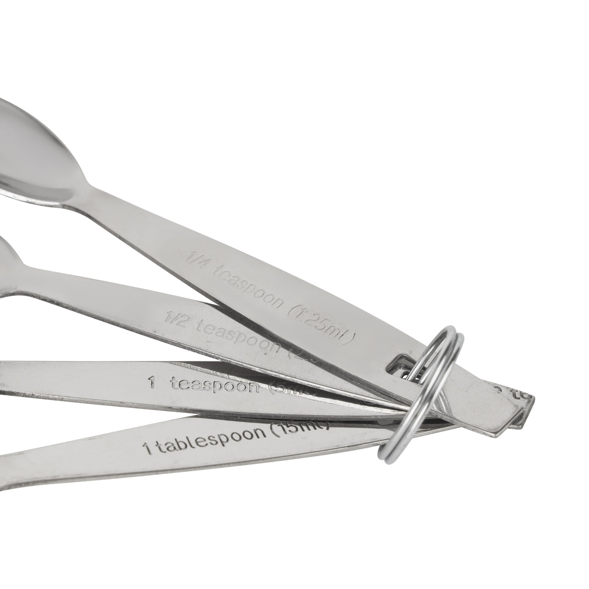 Royalford RF10064 Stainless Steel Measuring Spoon Set| 4-Piece Precision Measuring Spoons for Cooking & Baking | Engraved Markings|  Polished Finish for Dry & Liquid Use