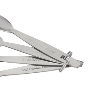 Royalford RF10064 Stainless Steel Measuring Spoon Set| 4-Piece Precision Measuring Spoons for Cooking & Baking | Engraved Markings|  Polished Finish for Dry & Liquid Use