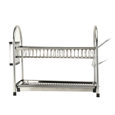 Royalford RF10065 2 Layer Stainless Steel Dish Rack - Large Capacity Rack with Removable Drip Tray | Perfect to Keep Plates, Bowls, Glasses, Cups & More