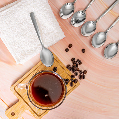 Royalford RF10067 Stainless Steel Tea Spoon Set | 6 Pieces | Premium Polished Cutlery for Tea & Coffee |Non-Magnetic Rust Resistant Spoons for Daily Dining & Desserts