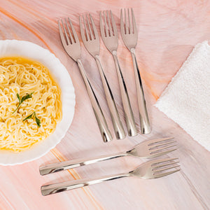 Royalford RF10069 Stainless Steel Table Fork Set 6 Pcs | Strong Durable Rust-Resistant Dining Cutlery | Comfortable Grip | Safe Edges & Elegant Long Lasting Design