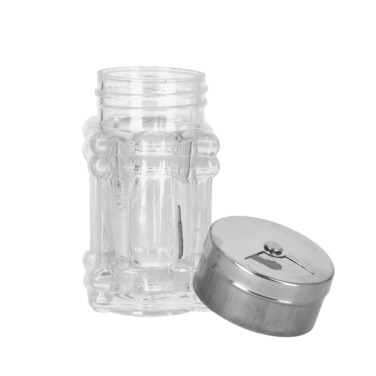 Royalford RF10078 Crystalia Salt Shaker Clear Glass Salt Dispenser | Stainless Steel Lid for Dining Table &  Restaurant Use | Elegant Design & Easy Controlled Dispensing