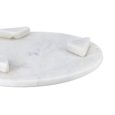 Royalford RF10140 Marble Chapati Table | 100% Natural White Marble Rolling Board for Roti, Chapati & Paratha | Heavy Duty Round Chapati Table | Heavy & Stable Base