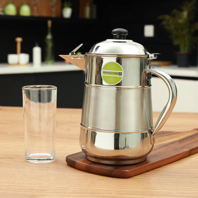 Royalford Stainless Steel Milk Jug  RF10157 2.0L | Two-Tone Body with Bakelite Knob  | Durable Serving Jug for Tea, Milk & Beverages for Home, Café & Catering Use