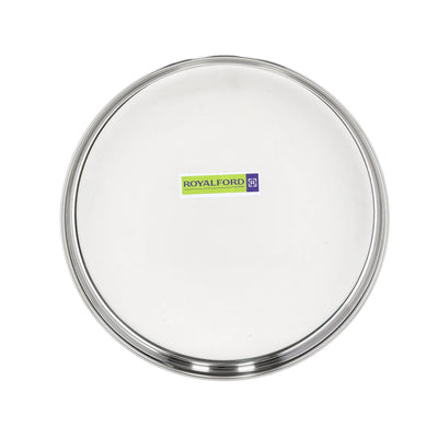 Royalford RF10158 Stainless Steel Khumcha Plate 24CM | Heavy Duty Round Serving Plate with Mirror Finish | Food Serving Plate for Dining, Kitchen & Restaurants Use