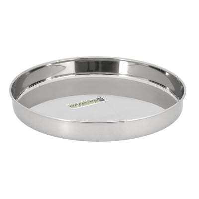 Royalford RF10158 Stainless Steel Khumcha Plate 24CM | Heavy Duty Round Serving Plate with Mirror Finish | Food Serving Plate for Dining, Kitchen & Restaurants Use