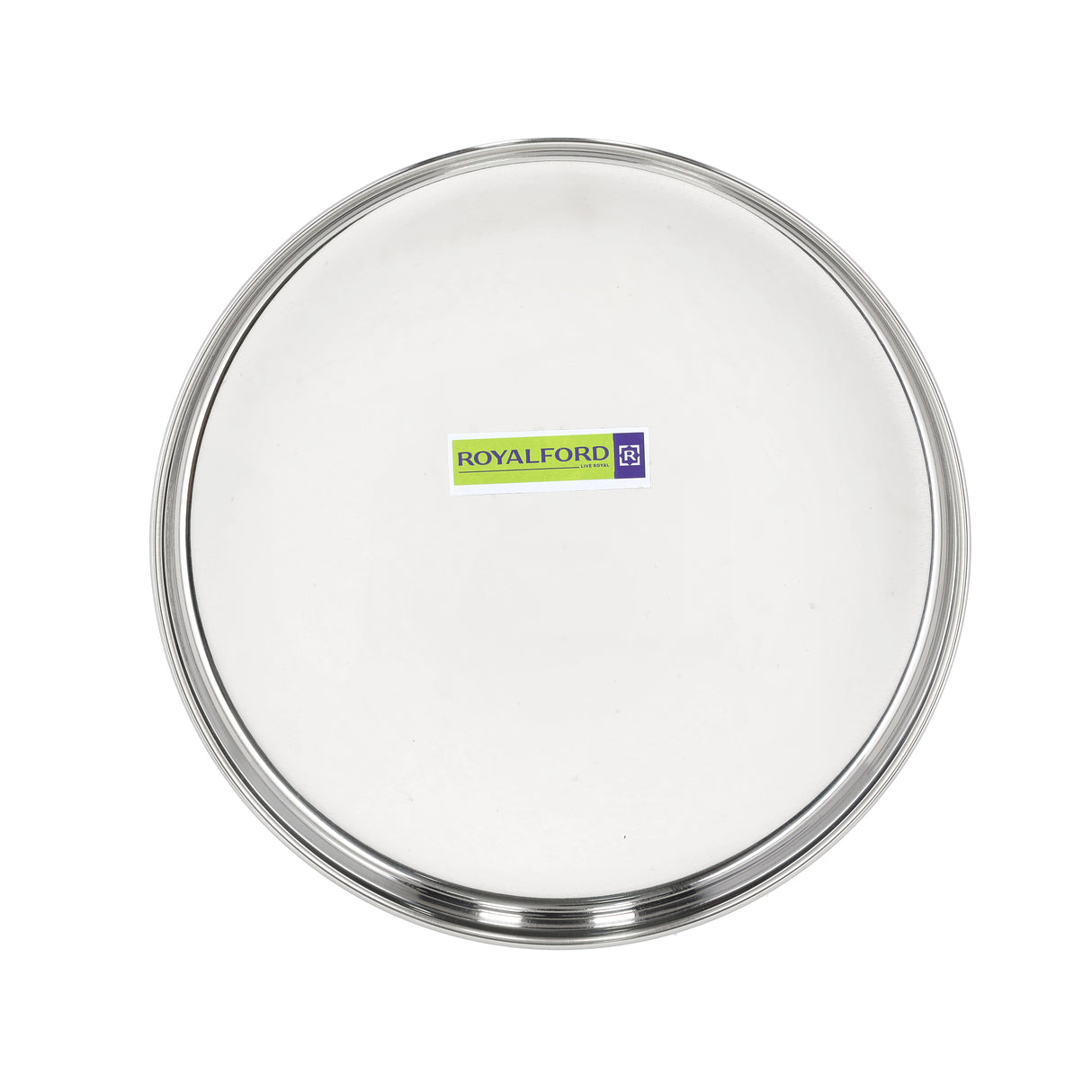Royalford RF10159 Khumcha Plate | 26cm Stainless Steel Serving Plate| Heavy Duty Dinner Plate | Polished Finish| Rust Resistant Food Grade Steel for Home & Catering Use