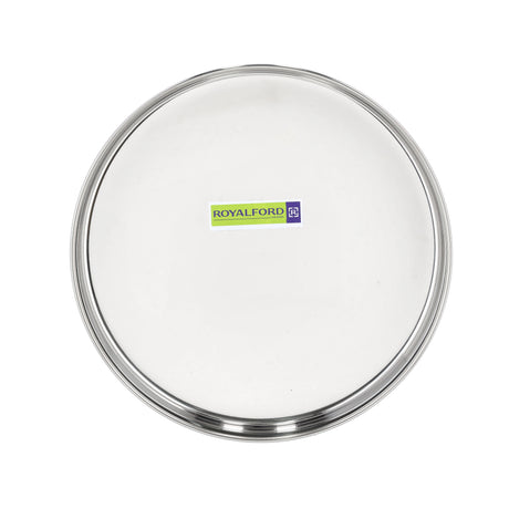 Royalford RF10159 Khumcha Plate | 26cm Stainless Steel Serving Plate| Heavy Duty Dinner Plate | Polished Finish| Rust Resistant Food Grade Steel for Home & Catering Use