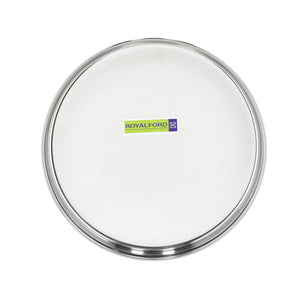 Royalford RF10160 Stainless Steel Khumcha Plate  28CM | Heavy Duty Round Serving Plate| Mirror Finish Rust Resistant Food Grade Dinner Plate for Home & Catering Use