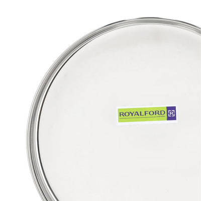 Royalford RF10160 Stainless Steel Khumcha Plate  28CM | Heavy Duty Round Serving Plate| Mirror Finish Rust Resistant Food Grade Dinner Plate for Home & Catering Use