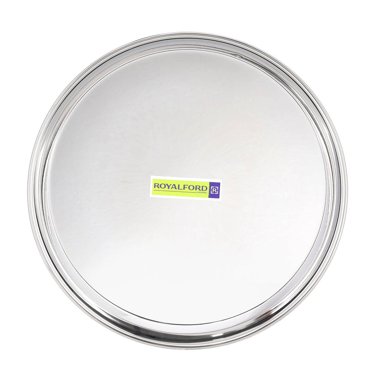 Royalford RF10161 Stainless Steel Bidding Thali 26.5cm | Heavy-Duty Rust-Resistant Dinner Plate | Mirror Finish |  Food-Grade Serving Plate for Home & Catering Use