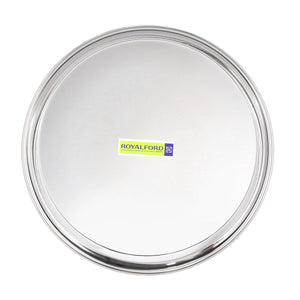 Royalford RF10161 Stainless Steel Bidding Thali 26.5cm | Heavy-Duty Rust-Resistant Dinner Plate | Mirror Finish |  Food-Grade Serving Plate for Home & Catering Use