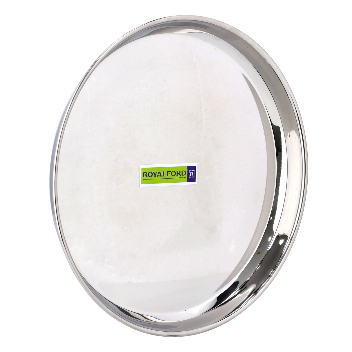 Royalford RF10161 Stainless Steel Bidding Thali 26.5cm | Heavy-Duty Rust-Resistant Dinner Plate | Mirror Finish |  Food-Grade Serving Plate for Home & Catering Use