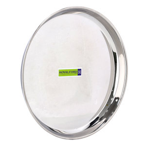Royalford RF10161 Stainless Steel Bidding Thali 26.5cm | Heavy-Duty Rust-Resistant Dinner Plate | Mirror Finish |  Food-Grade Serving Plate for Home & Catering Use