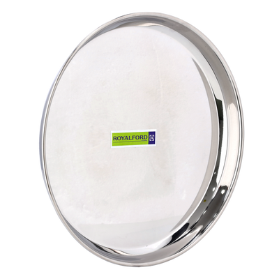 Royalford RF10161 Stainless Steel Bidding Thali 26.5cm | Heavy-Duty Rust-Resistant Dinner Plate | Mirror Finish |  Food-Grade Serving Plate for Home & Catering Use