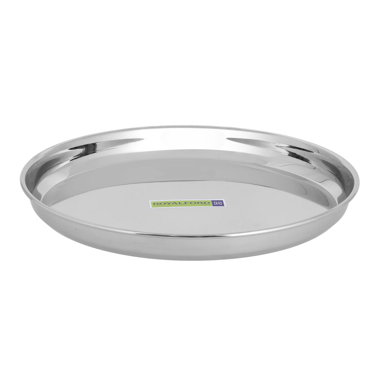 Royalford RF10161 Stainless Steel Bidding Thali 26.5cm | Heavy-Duty Rust-Resistant Dinner Plate | Mirror Finish |  Food-Grade Serving Plate for Home & Catering Use