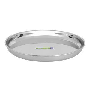 Royalford RF10161 Stainless Steel Bidding Thali 26.5cm | Heavy-Duty Rust-Resistant Dinner Plate | Mirror Finish |  Food-Grade Serving Plate for Home & Catering Use