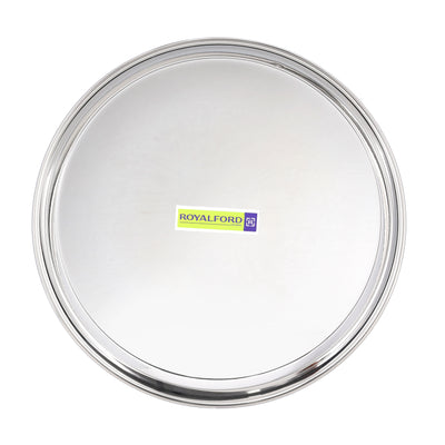 Royalford RF10162 Stainless Steel Bidding Thali |Heavy Duty Serving Plate| 29cm Mirror Finish Food Grade Rust Resistant Durable Round Dinner Plate for Home & Catering Use