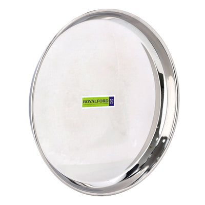 Royalford RF10162 Stainless Steel Bidding Thali |Heavy Duty Serving Plate| 29cm Mirror Finish Food Grade Rust Resistant Durable Round Dinner Plate for Home & Catering Use