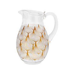 Royalford RF10164 Alyssa Acrylic Water Jug | 2.10L BPA-Free with Golden Design | Ergonomic Handle| Freezer Safe| Top-Rack Dishwasher Safe|  Durable & Stylish Water Server