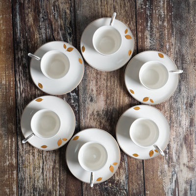 Royalford RF10175 Bone China Cup & Saucer Set 12pcs | Premium Tea & Coffee Cups with Matching Saucers| Dishwasher Safe Tableware for Home, Gifting & Entertaining Use