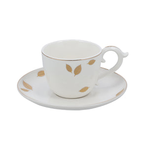Royalford RF10175 Bone China Cup & Saucer Set 12pcs | Premium Tea & Coffee Cups with Matching Saucers| Dishwasher Safe Tableware for Home, Gifting & Entertaining Use