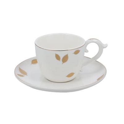Royalford RF10175 Bone China Cup & Saucer Set 12pcs | Premium Tea & Coffee Cups with Matching Saucers| Dishwasher Safe Tableware for Home, Gifting & Entertaining Use