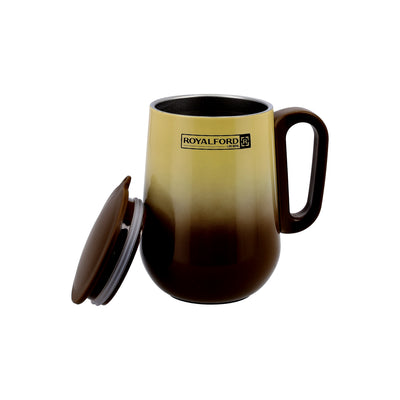 Royalford RF10183 Double Wall Stainless Steel Coffee Mug 270ml | SS304 Insulated Hot & Cold Travel Mug with Leak-Proof Lid | Durable Handle & Premium Finish Design