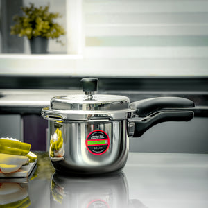 Royalford RF10184 Stainless Steel Pressure Cooker 3L | Premium SS304 Body| Whistling Weight Valve| Metallic Safety Plug| Gasket Release Safety System |  Induction Base