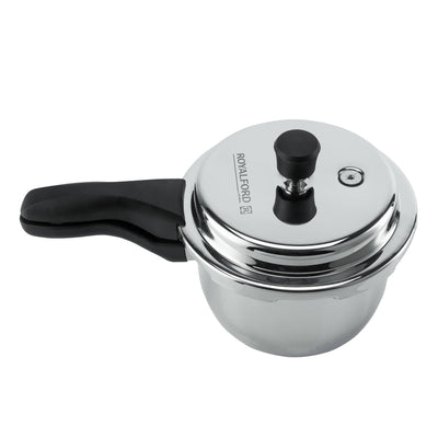 Royalford RF10184 Stainless Steel Pressure Cooker 3L | Premium SS304 Body| Whistling Weight Valve| Metallic Safety Plug| Gasket Release Safety System |  Induction Base