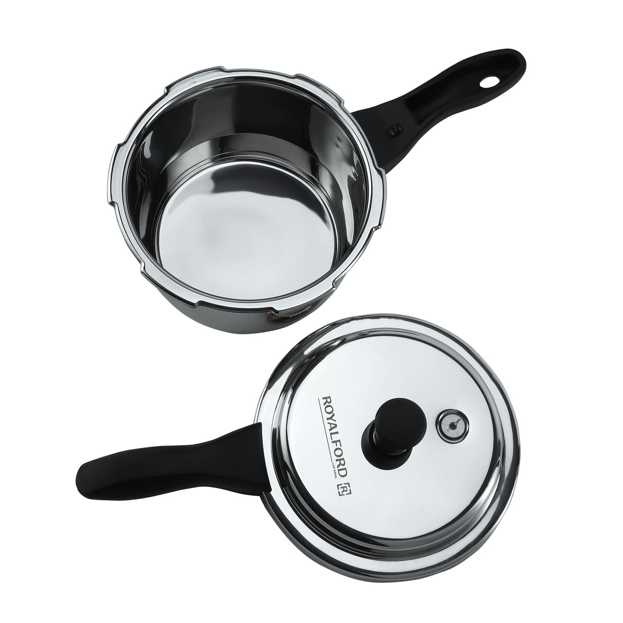 Royalford RF10184 Stainless Steel Pressure Cooker 3L | Premium SS304 Body| Whistling Weight Valve| Metallic Safety Plug| Gasket Release Safety System |  Induction Base
