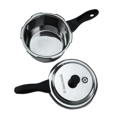 Royalford RF10184 Stainless Steel Pressure Cooker 3L | Premium SS304 Body| Whistling Weight Valve| Metallic Safety Plug| Gasket Release Safety System |  Induction Base