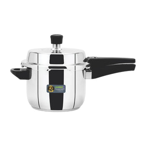 Royalford RF10184N 3L stainless steel pressure cooker with induction compatibility| durable mirror finish body with improved pressure regulator, strong handles
