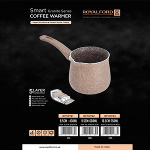 Royalford RF10193 Smart Granite Series Coffee Warmer Jug | Forged Aluminium Milk & Coffee Heating Pot | 5-Layer Granite Coating | Heat-Resistant Handle| Non-Stick Finish