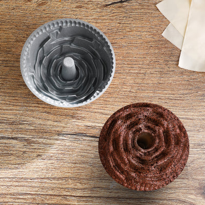 Royalford RF10197 Rose Cake Mould | 24cm Premium Aluminium Cake Pan | 230°C Oven Safe| Highly Durable Non-Stick Bakeware for Beautifully Detailed Rose Pattern Cakes