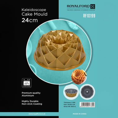 Royalford RF10199 Kaleidoscope Cake Mould | 24cm Premium Aluminium Cake Pan | 230°C Oven Safe| Non-Stick Bakeware | Durable 3mm Thickness for Perfectly Patterned Cakes