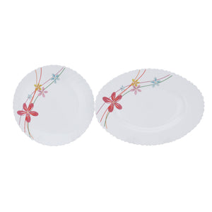 Royalford RF10200 Opalware Dinner Set 50 Pcs | Premium Assorted Design Dinnerware with Plates, Bowls, Cups & Saucers for Home, Family Dining, Guests & Daily Use
