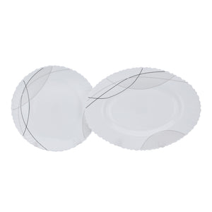 Royalford RF10201 50-Piece Opalware Dinner Set Assorted Design | Premium Lightweight Dinnerware Plates, Bowls, Cups & Spoons for Everyday and Formal Dining Tableware Set