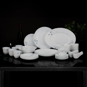 Royalford 50-Piece Opalware Dinner Set RF10202 | Assorted Design Tableware | Premium Break-Resistant Opal Glass | Lightweight & Heat-Resistant Build | Dishwasher Safe