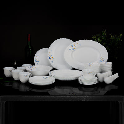 Royalford 50-Piece Opalware Dinner Set RF10202 | Assorted Design Tableware | Premium Break-Resistant Opal Glass | Lightweight & Heat-Resistant Build | Dishwasher Safe