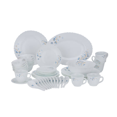 Royalford 50-Piece Opalware Dinner Set RF10202 | Assorted Design Tableware | Premium Break-Resistant Opal Glass | Lightweight & Heat-Resistant Build | Dishwasher Safe