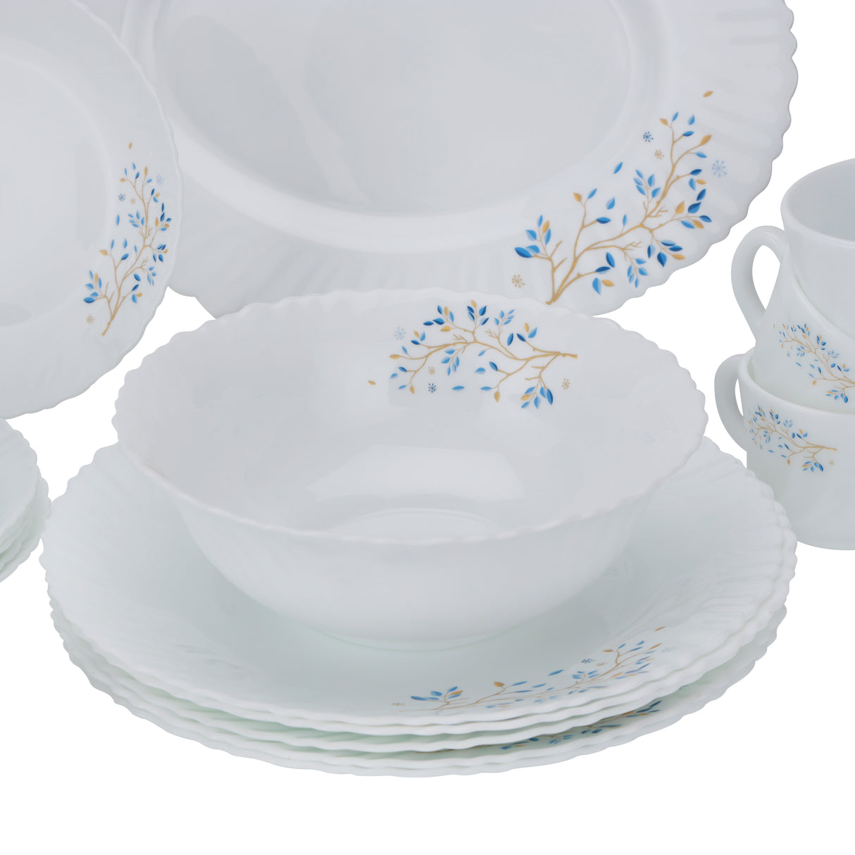 Royalford 50-Piece Opalware Dinner Set RF10202 | Assorted Design Tableware | Premium Break-Resistant Opal Glass | Lightweight & Heat-Resistant Build | Dishwasher Safe
