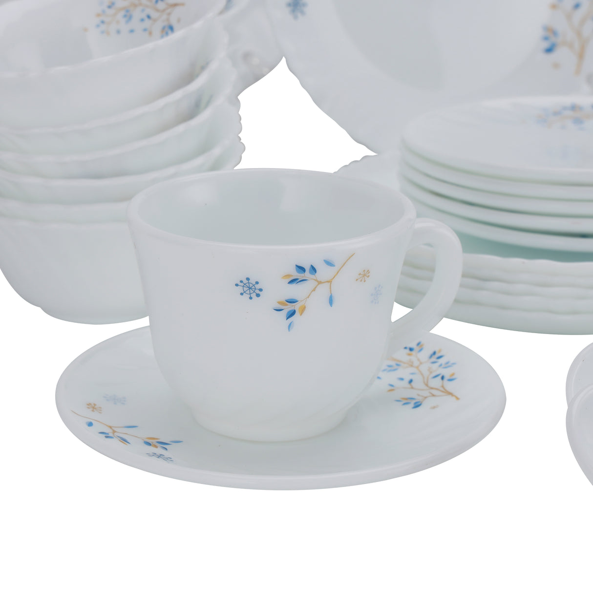 Royalford 50-Piece Opalware Dinner Set RF10202 | Assorted Design Tableware | Premium Break-Resistant Opal Glass | Lightweight & Heat-Resistant Build | Dishwasher Safe