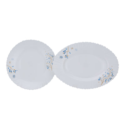 Royalford 50-Piece Opalware Dinner Set RF10202 | Assorted Design Tableware | Premium Break-Resistant Opal Glass | Lightweight & Heat-Resistant Build | Dishwasher Safe