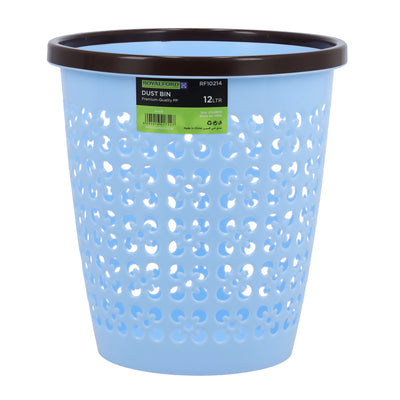 Royalford RF10214 12L Plastic Dust Bin | Durable Household Waste Bin | Ventilated Floral Design | Lightweight PP Garbage Bin for Kitchen, Bathroom, Bedroom and Office Use