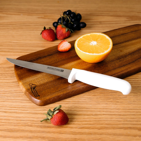 Royalford RF10232 6” boning knife| stainless steel blade, PP handle, sharp, durable & food-grade design| for trimming meat, poultry, and precise kitchen cutting tasks|