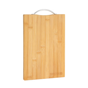 Royalford RF10238 Organic Bamboo Cutting Board with Metal Handle | Durable Wooden Chopping Board | Eco Friendly Thick Cutting Board for Vegetables, Meat & Bread