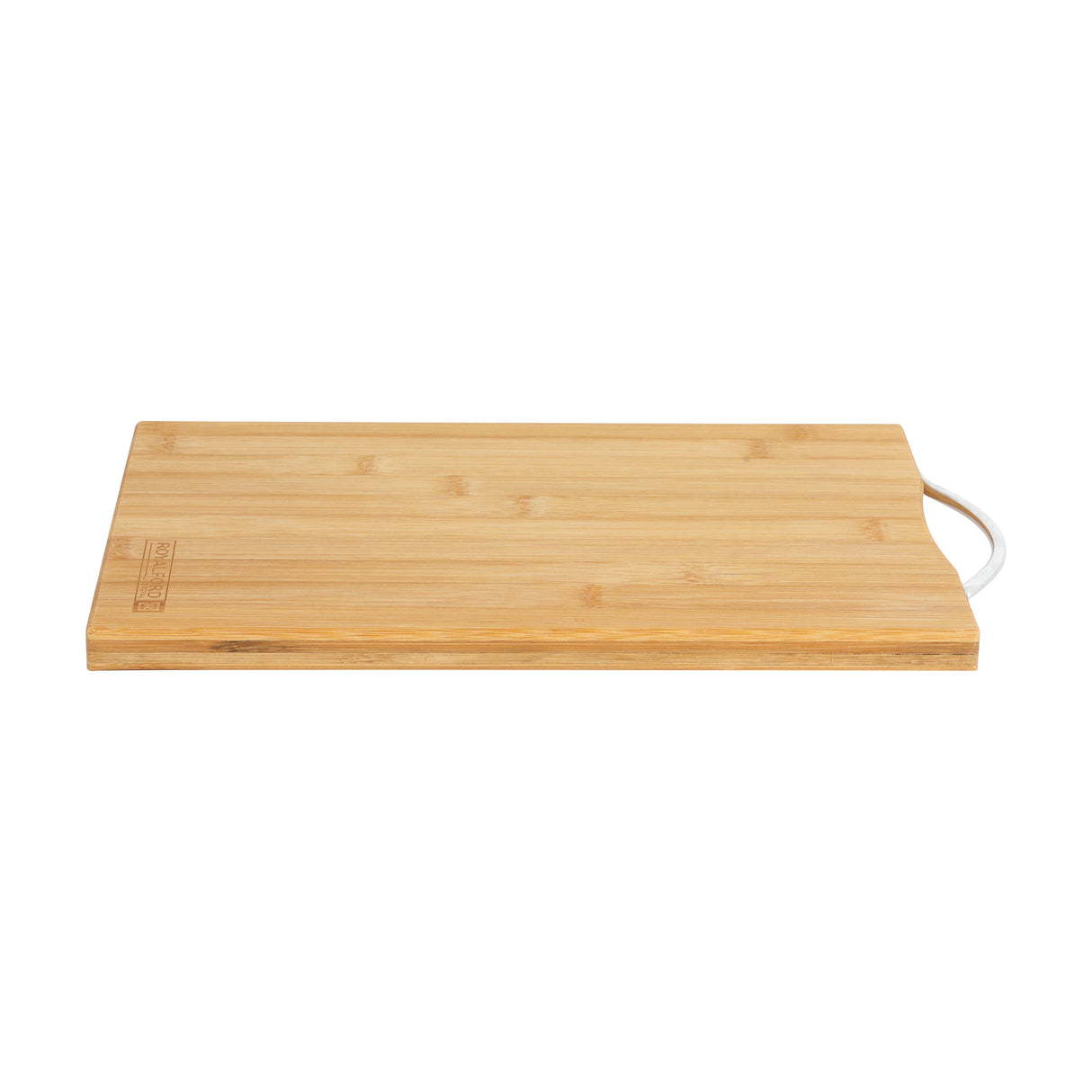 Royalford RF10238 Organic Bamboo Cutting Board with Metal Handle | Durable Wooden Chopping Board | Eco Friendly Thick Cutting Board for Vegetables, Meat & Bread