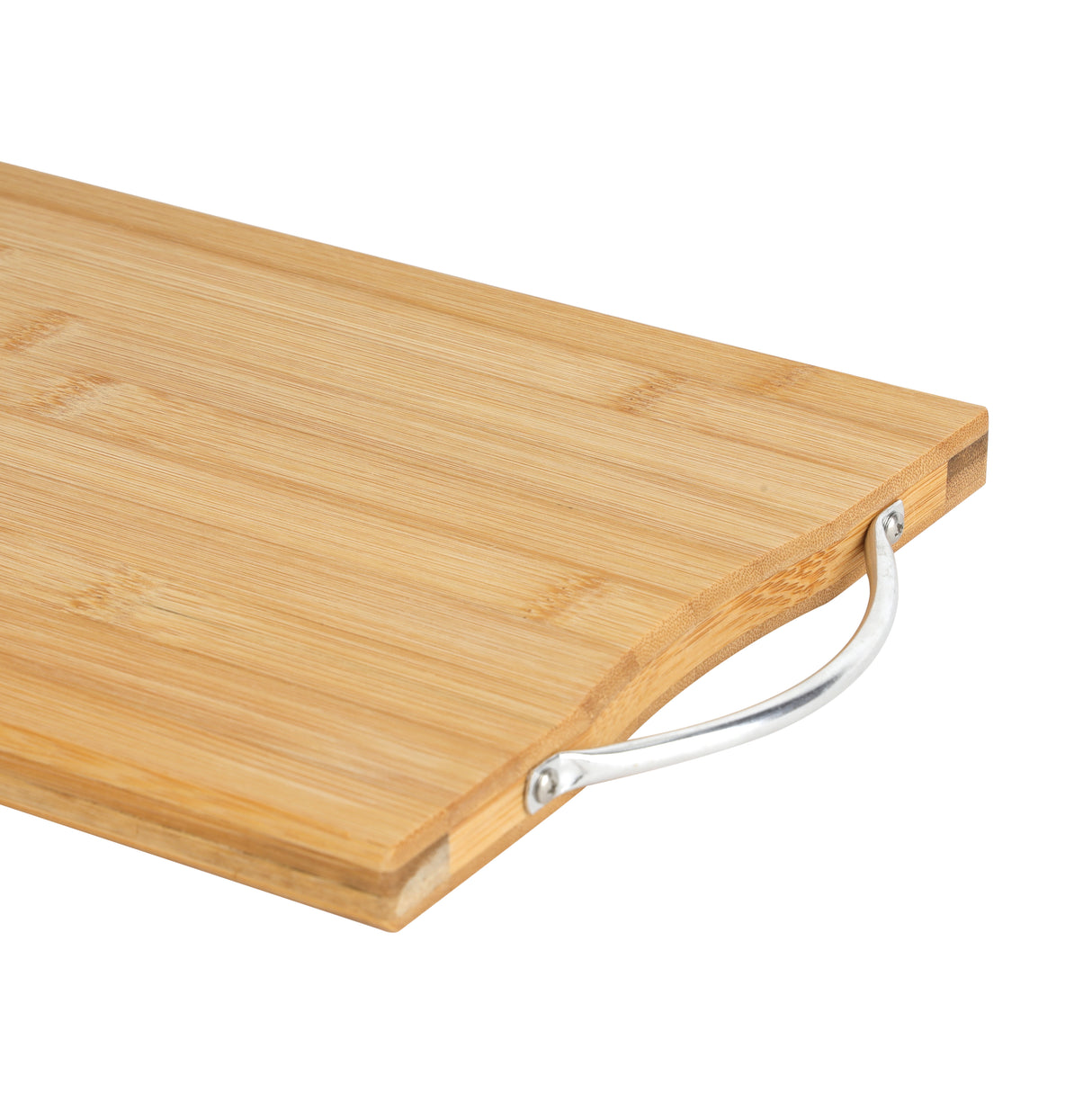 Royalford RF10238 Organic Bamboo Cutting Board with Metal Handle | Durable Wooden Chopping Board | Eco Friendly Thick Cutting Board for Vegetables, Meat & Bread